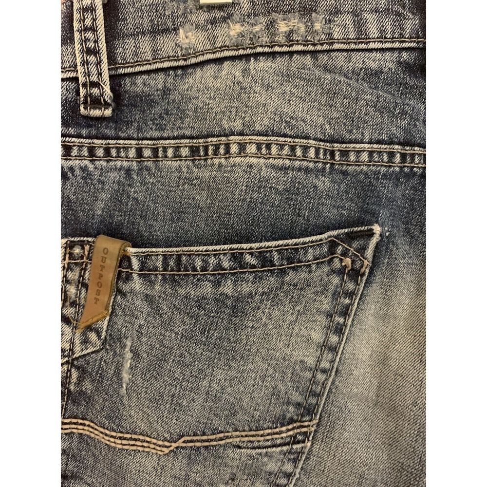 Outpost Makers Men's Size 30 x 32 Med Wash Straight Leg Patchwork Jeans Distress - Picture 8 of 11